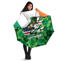 Irish American St Patrick's Day Umbrella USA Eagle Leprechaun Hat Shamrock Pattern