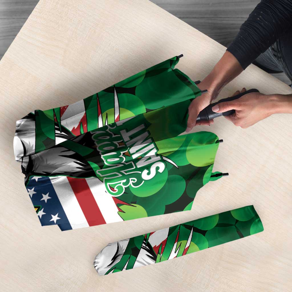 Irish American St Patrick's Day Umbrella USA Eagle Leprechaun Hat Shamrock Pattern
