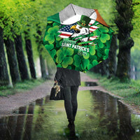 Irish American St Patrick's Day Umbrella USA Eagle Leprechaun Hat Shamrock Pattern