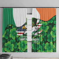 Irish American St Patrick's Day Window Curtain USA Eagle Leprechaun Hat Shamrock Pattern