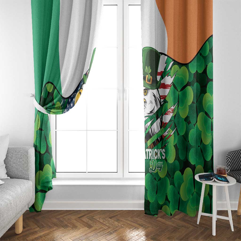 Irish American St Patrick's Day Window Curtain USA Eagle Leprechaun Hat Shamrock Pattern