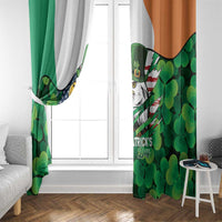 Irish American St Patrick's Day Window Curtain USA Eagle Leprechaun Hat Shamrock Pattern
