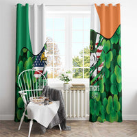 Irish American St Patrick's Day Window Curtain USA Eagle Leprechaun Hat Shamrock Pattern