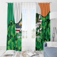 Irish American St Patrick's Day Window Curtain USA Eagle Leprechaun Hat Shamrock Pattern