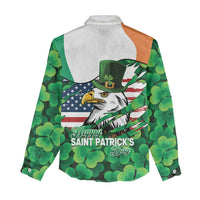 Irish American St Patrick's Day Women Casual Shirt USA Eagle Leprechaun Hat Shamrock Pattern