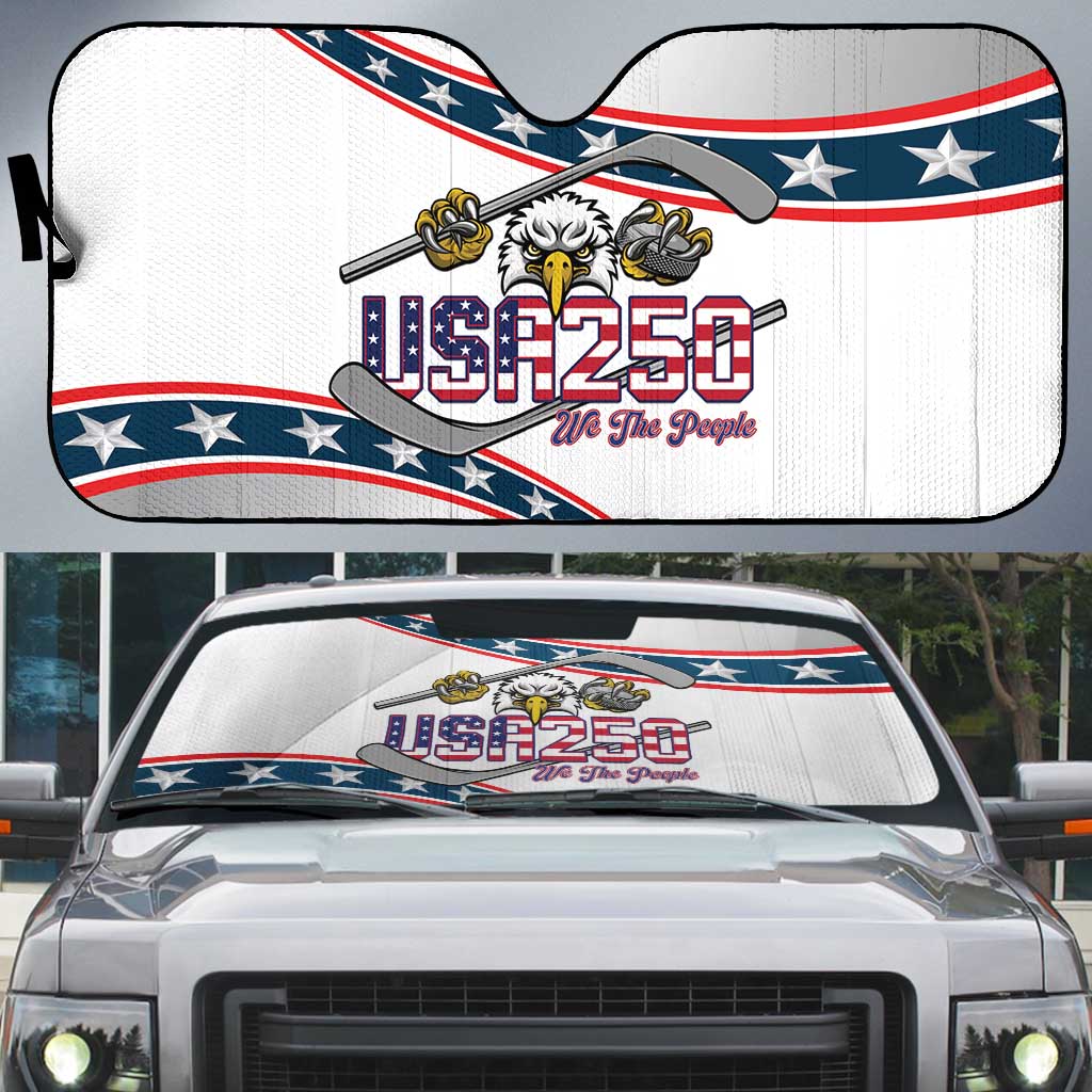 Hockey United States 250th Anniversary Auto Sun Shade USA Semiquincentennial We The People