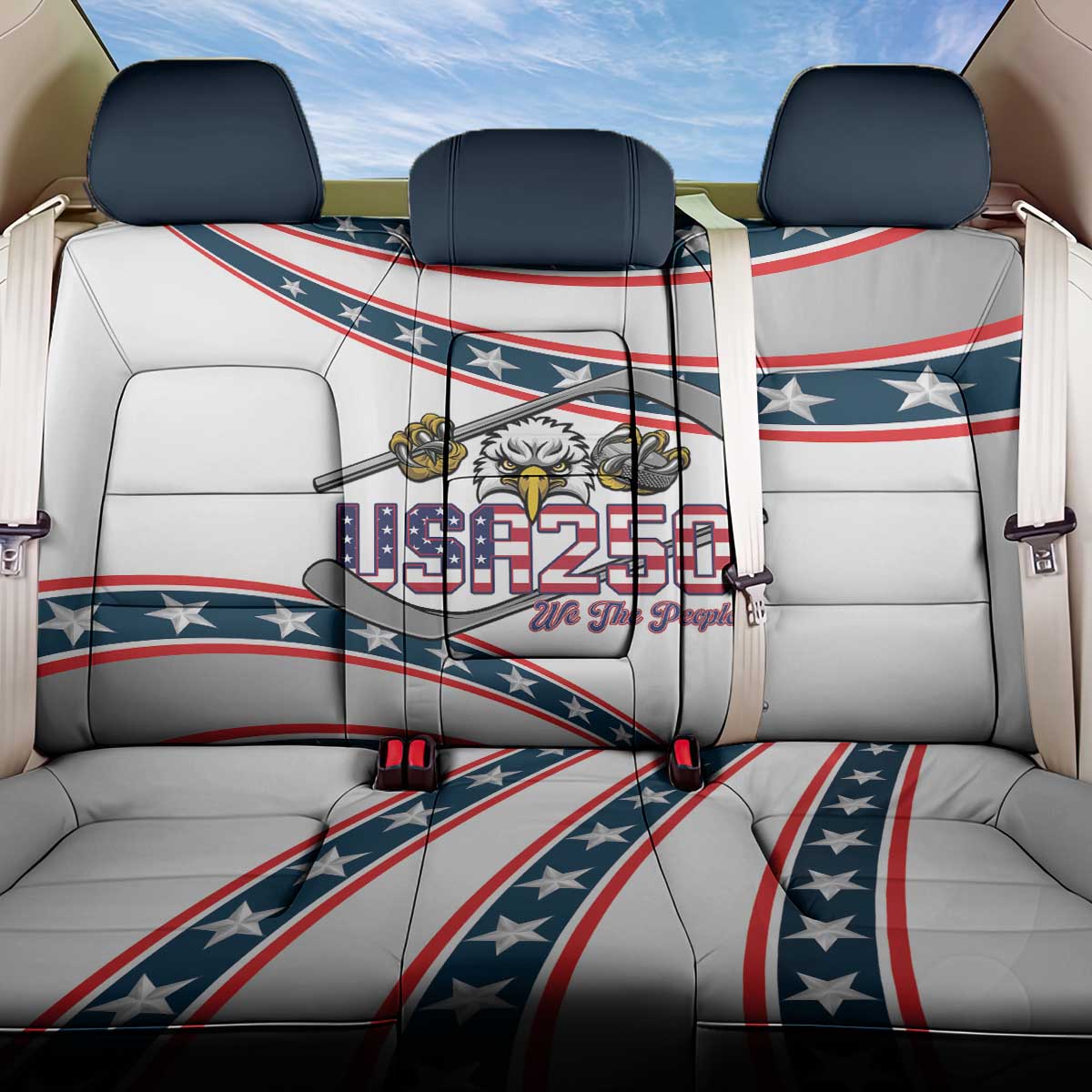 Hockey United States 250th Anniversary Back Car Seat Cover USA Semiquincentennial We The People