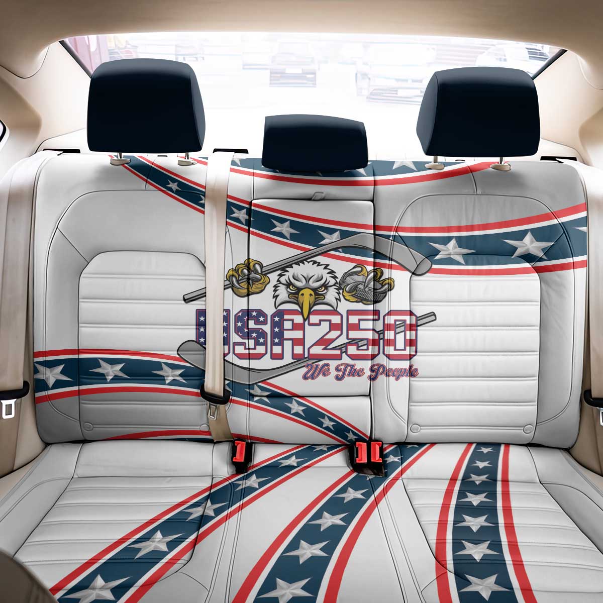 Hockey United States 250th Anniversary Back Car Seat Cover USA Semiquincentennial We The People