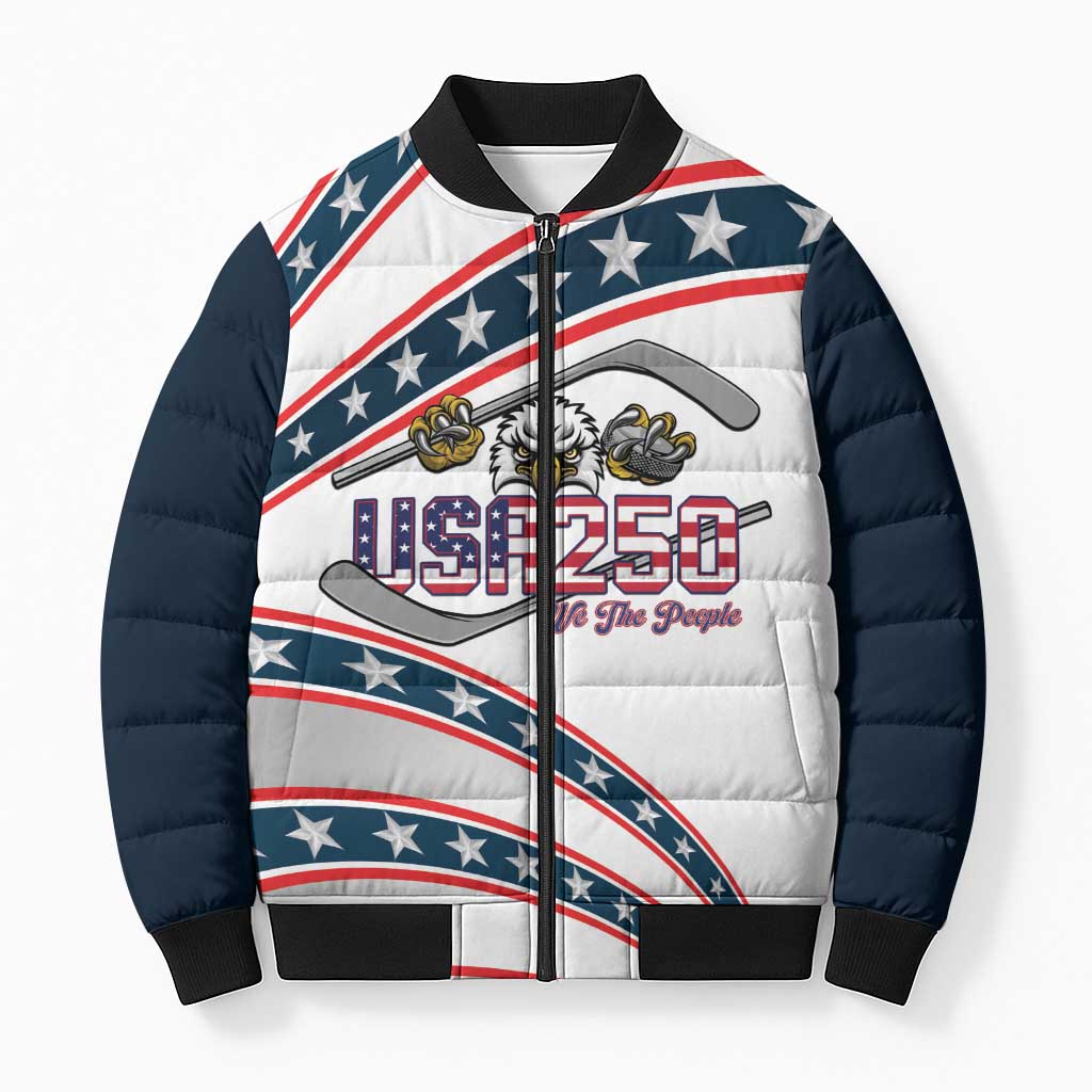 Custom Hockey United States 250th Anniversary Bomber Puffer Jacket USA Semiquincentennial We The People