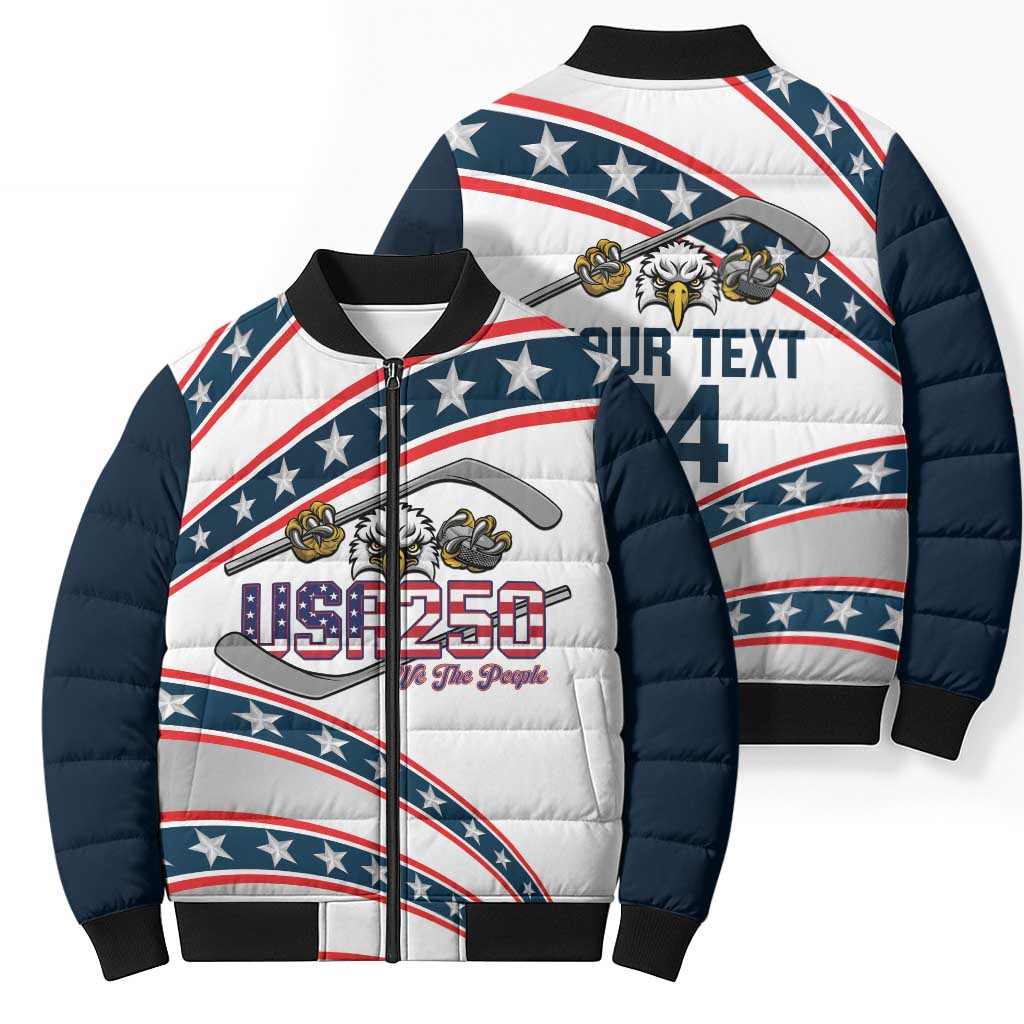 Custom Hockey United States 250th Anniversary Bomber Puffer Jacket USA Semiquincentennial We The People