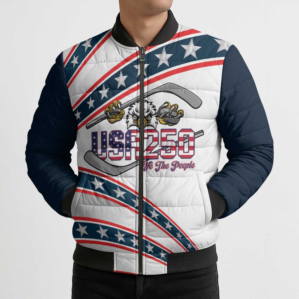Custom Hockey United States 250th Anniversary Bomber Puffer Jacket USA Semiquincentennial We The People