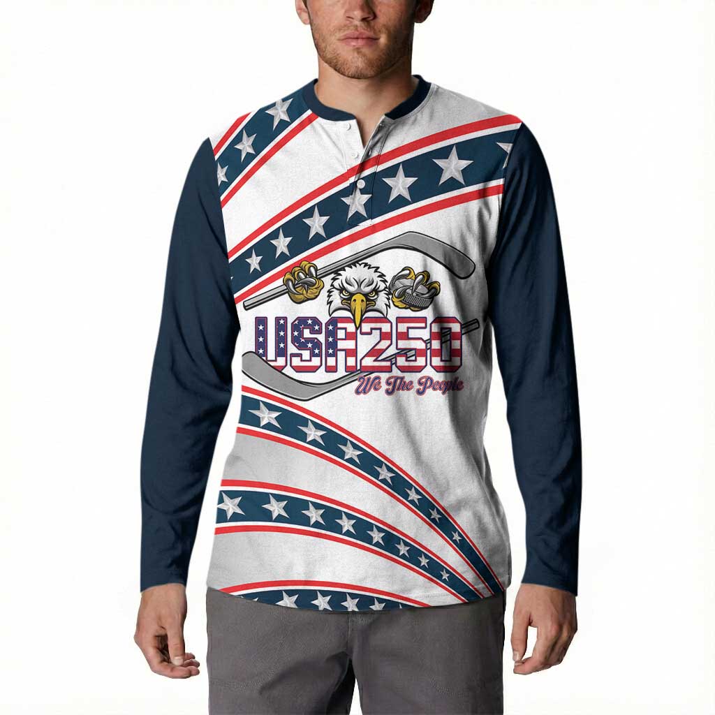 Custom Hockey United States 250th Anniversary Button Sweatshirt USA Semiquincentennial We The People