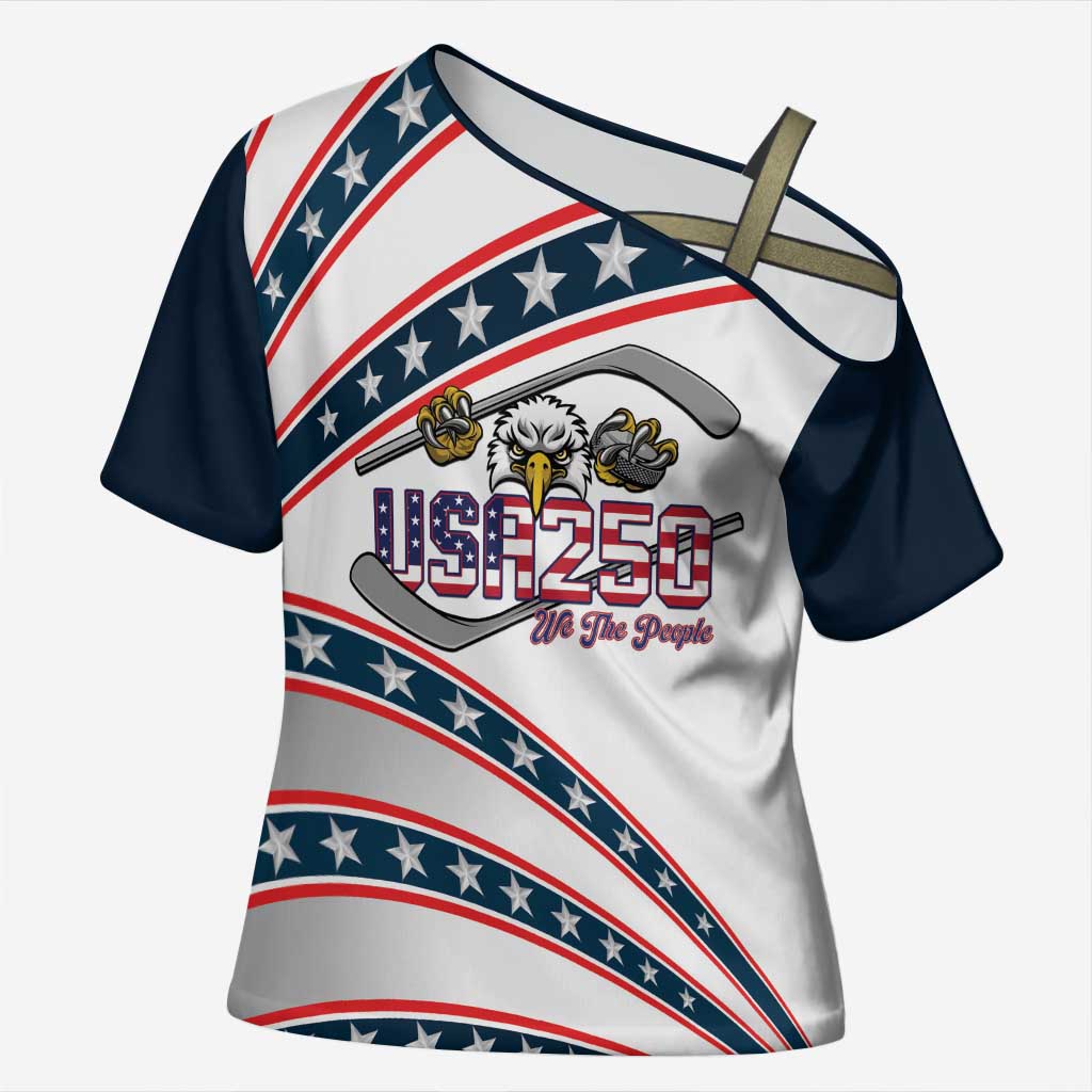Custom Hockey United States 250th Anniversary Cross Shoulder Shirt USA Semiquincentennial We The People
