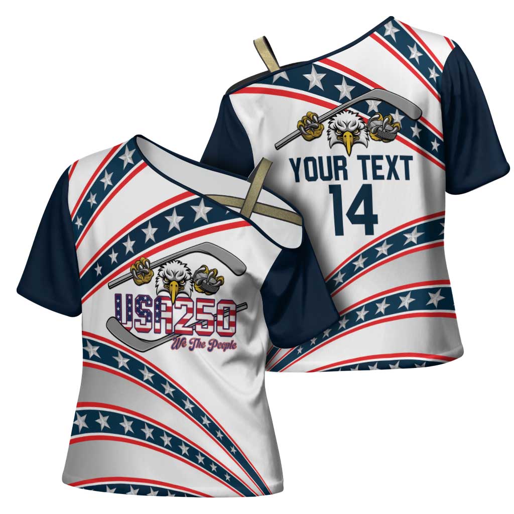 Custom Hockey United States 250th Anniversary Cross Shoulder Shirt USA Semiquincentennial We The People