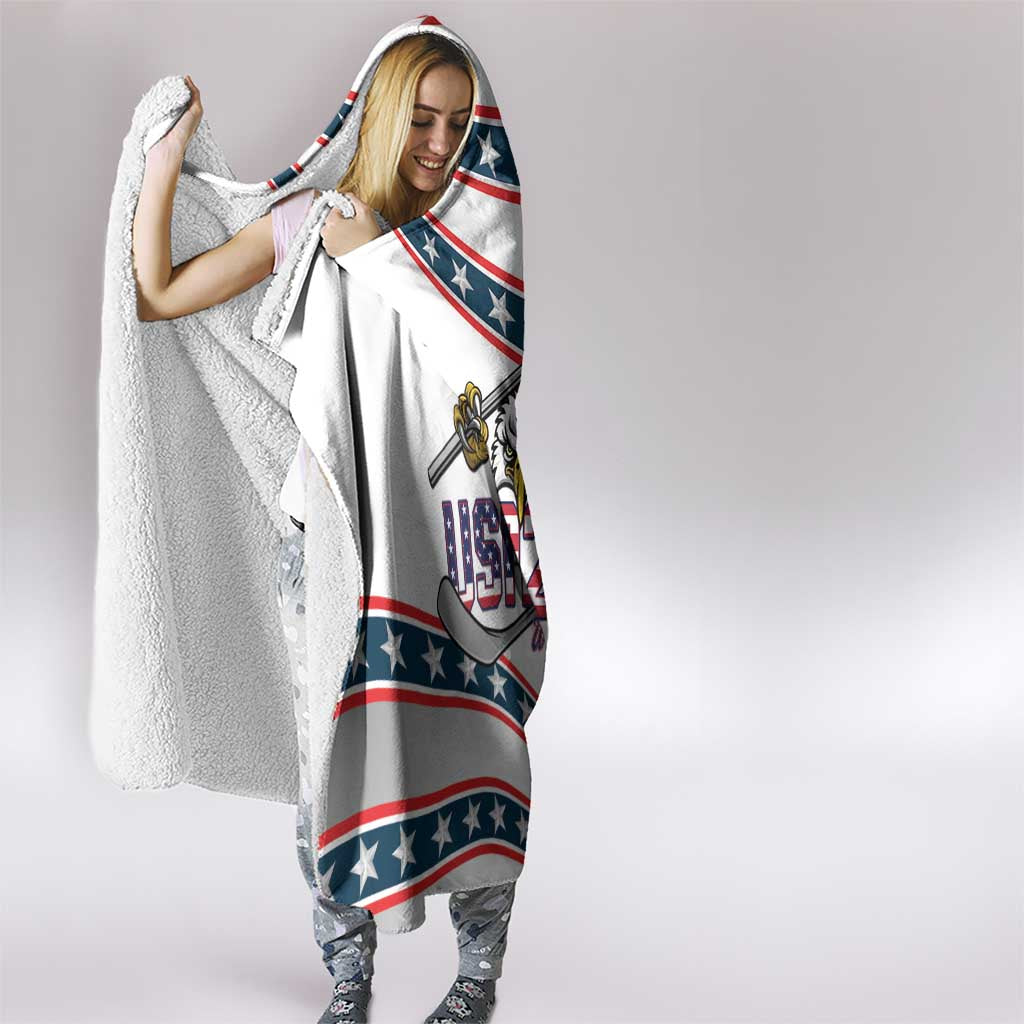 Hockey United States 250th Anniversary Hooded Blanket USA Semiquincentennial We The People