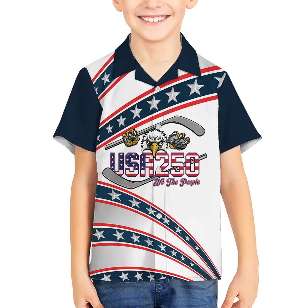 Custom Hockey United States 250th Anniversary Kid Hawaiian Shirt USA Semiquincentennial We The People