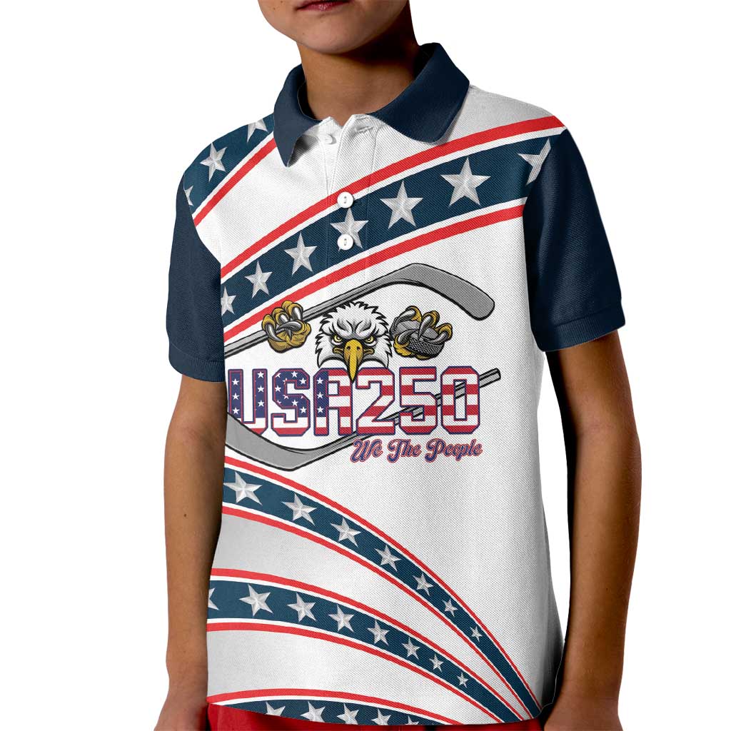 Custom Hockey United States 250th Anniversary Kid Polo Shirt USA Semiquincentennial We The People