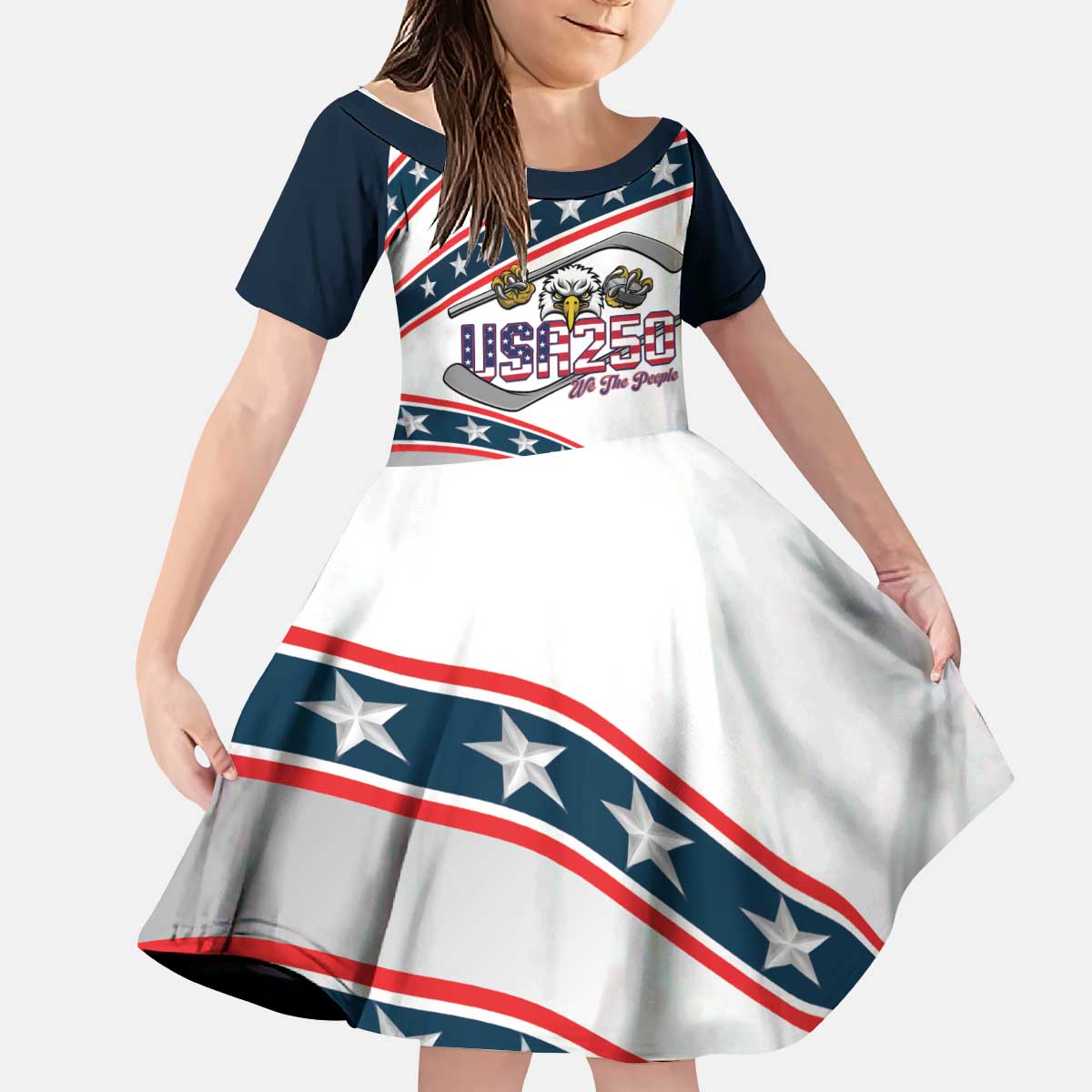 Custom Hockey United States 250th Anniversary Kid Short Sleeve Dress USA Semiquincentennial We The People