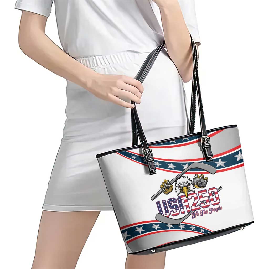 Hockey United States 250th Anniversary Leather Tote Bag USA Semiquincentennial We The People