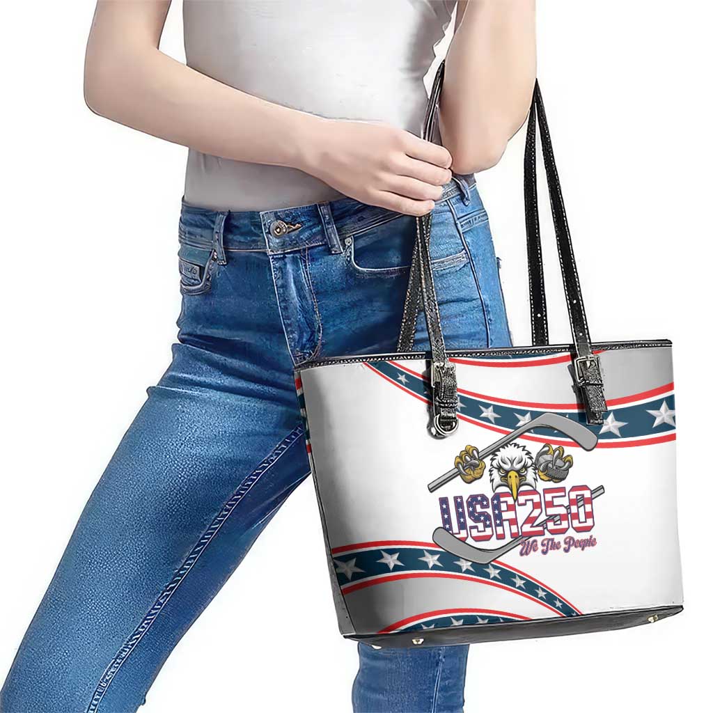 Hockey United States 250th Anniversary Leather Tote Bag USA Semiquincentennial We The People