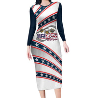 Custom Hockey United States 250th Anniversary Long Sleeve Bodycon Dress USA Semiquincentennial We The People