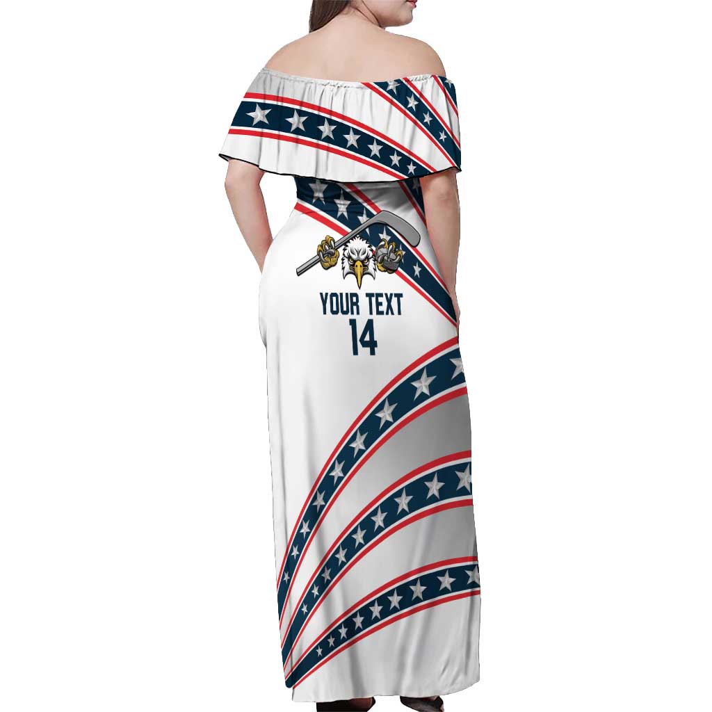 Custom Hockey United States 250th Anniversary Off Shoulder Maxi Dress USA Semiquincentennial We The People