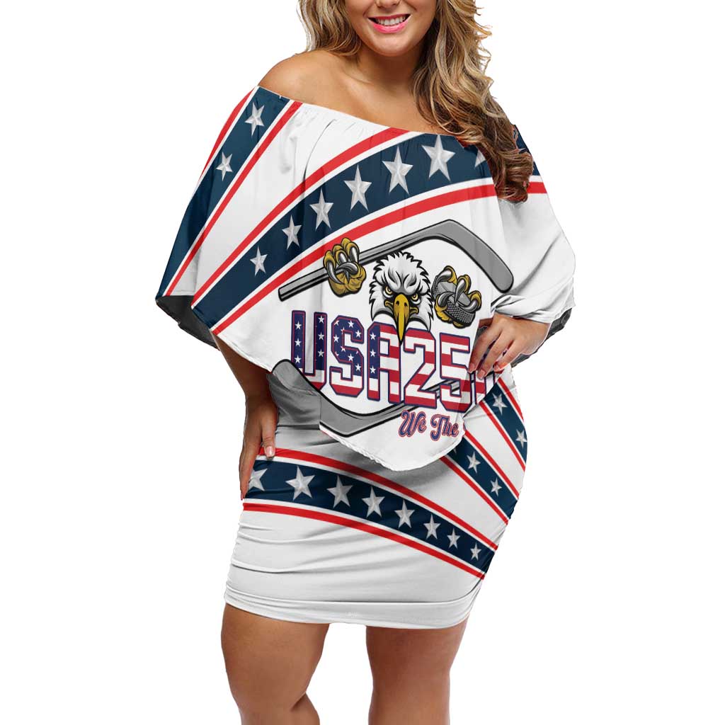 Custom Hockey United States 250th Anniversary Off Shoulder Short Dress USA Semiquincentennial We The People