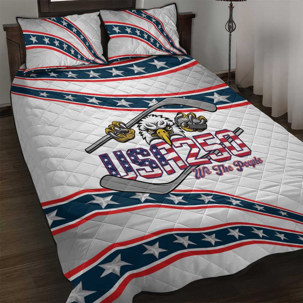 Hockey United States 250th Anniversary Quilt Bed Set USA Semiquincentennial We The People