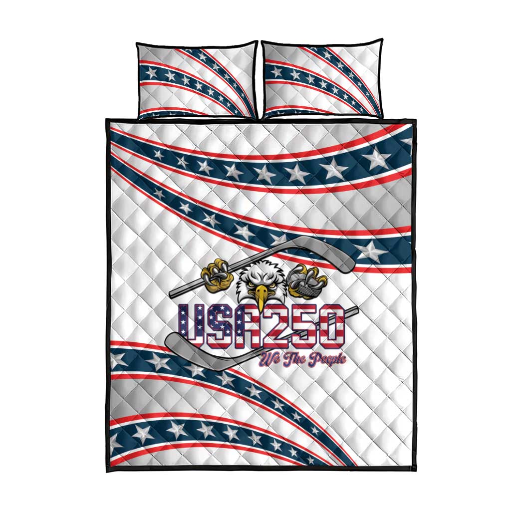 Hockey United States 250th Anniversary Quilt Bed Set USA Semiquincentennial We The People