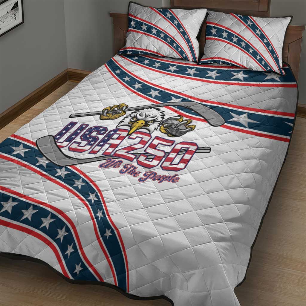 Hockey United States 250th Anniversary Quilt Bed Set USA Semiquincentennial We The People