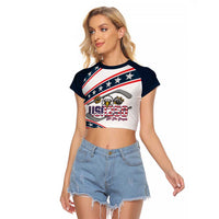Custom Hockey United States 250th Anniversary Raglan Cropped T Shirt USA Semiquincentennial We The People
