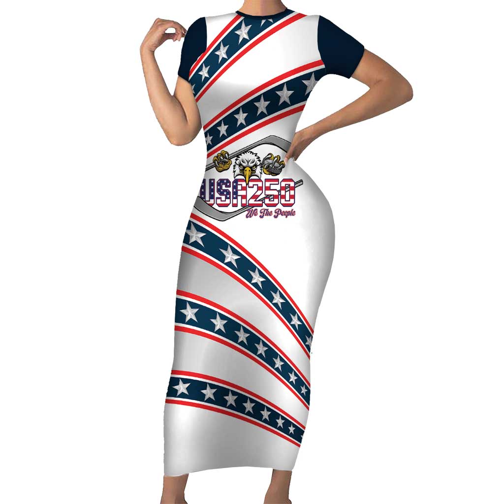 Custom Hockey United States 250th Anniversary Short Sleeve Bodycon Dress USA Semiquincentennial We The People