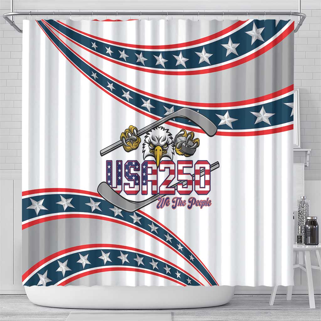 Hockey United States 250th Anniversary Shower Curtain USA Semiquincentennial We The People