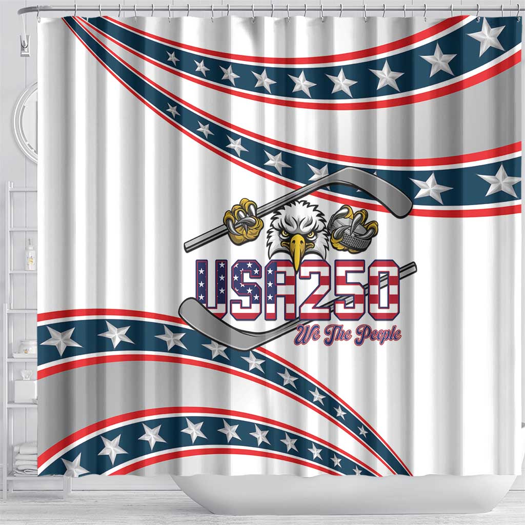 Hockey United States 250th Anniversary Shower Curtain USA Semiquincentennial We The People