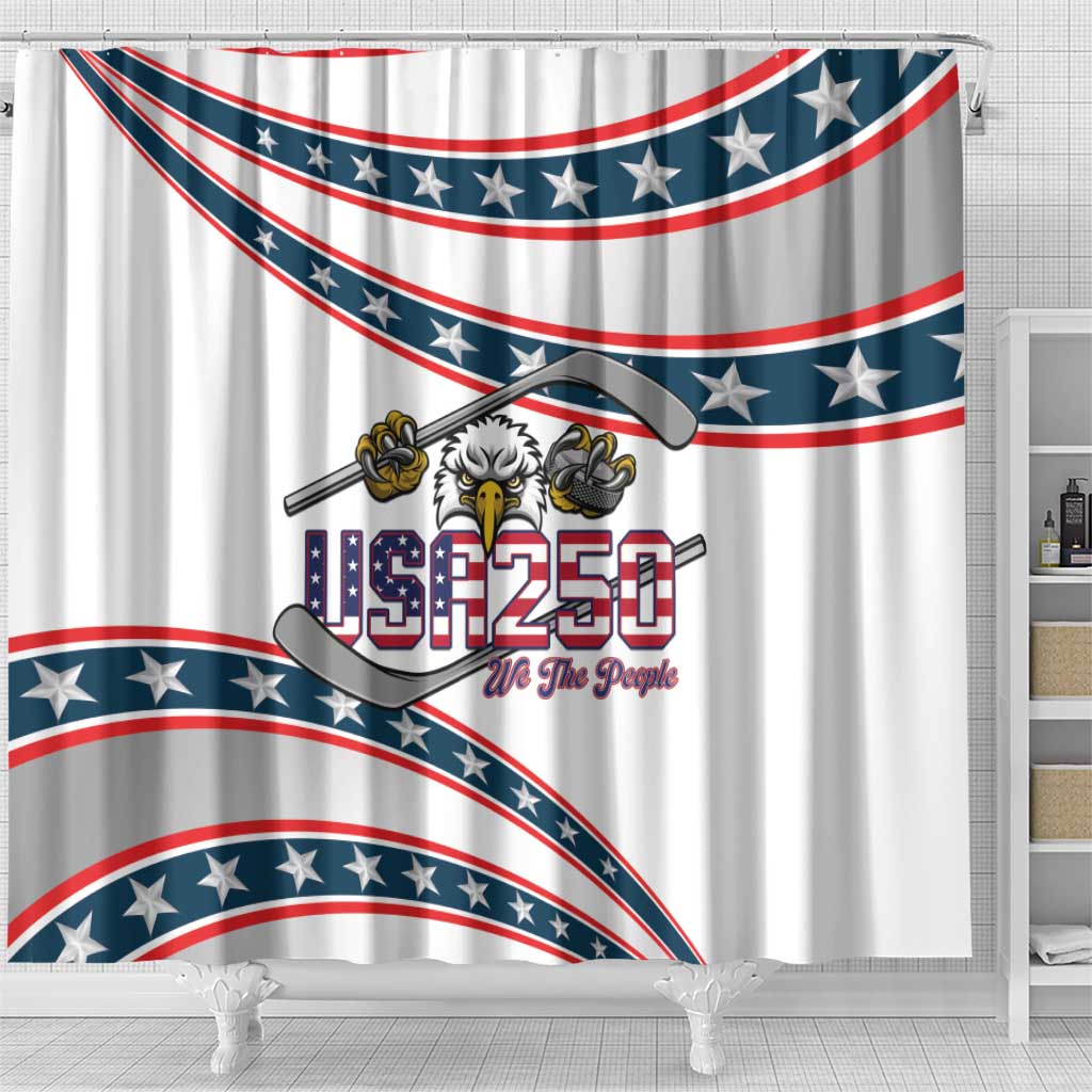 Hockey United States 250th Anniversary Shower Curtain USA Semiquincentennial We The People