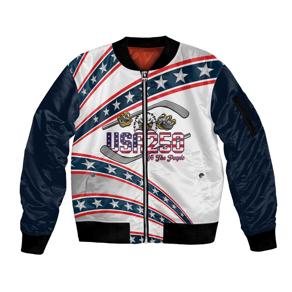 Custom Hockey United States 250th Anniversary Sleeve Zip Bomber Jacket USA Semiquincentennial We The People