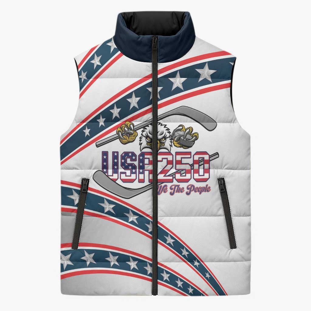 Custom Hockey United States 250th Anniversary Sleeveless Puffer Jacket USA Semiquincentennial We The People