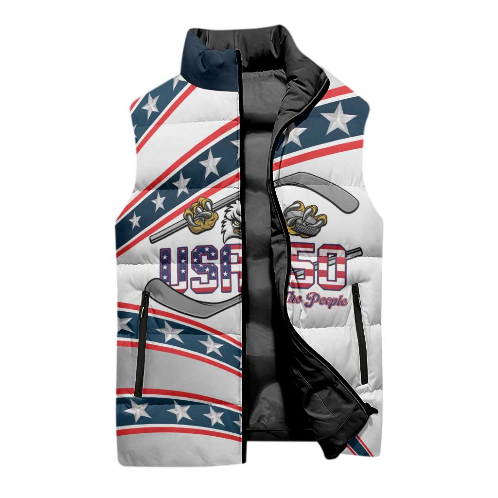 Custom Hockey United States 250th Anniversary Sleeveless Puffer Jacket USA Semiquincentennial We The People