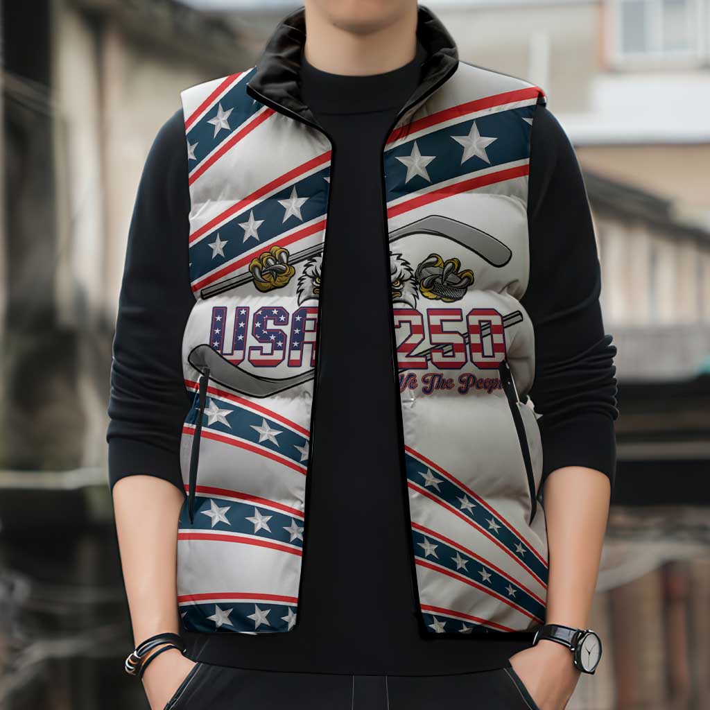 Custom Hockey United States 250th Anniversary Sleeveless Puffer Jacket USA Semiquincentennial We The People