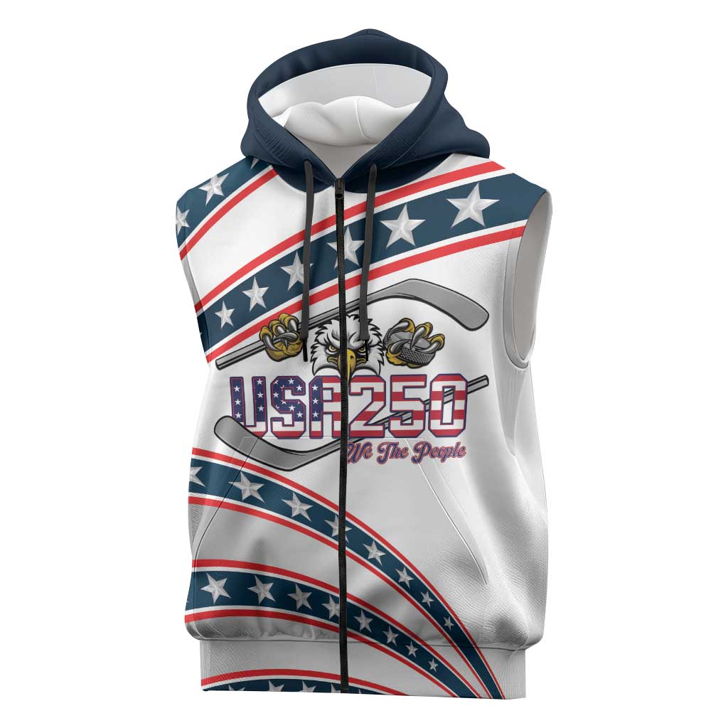 Custom Hockey United States 250th Anniversary Sleeveless Zip Hoodie USA Semiquincentennial We The People
