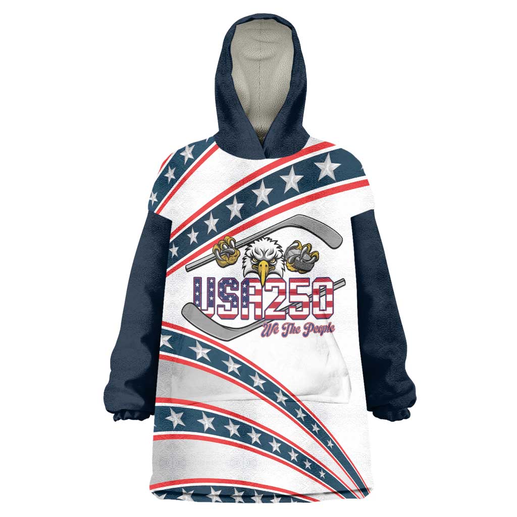 Custom Hockey United States 250th Anniversary Wearable Blanket Hoodie USA Semiquincentennial We The People