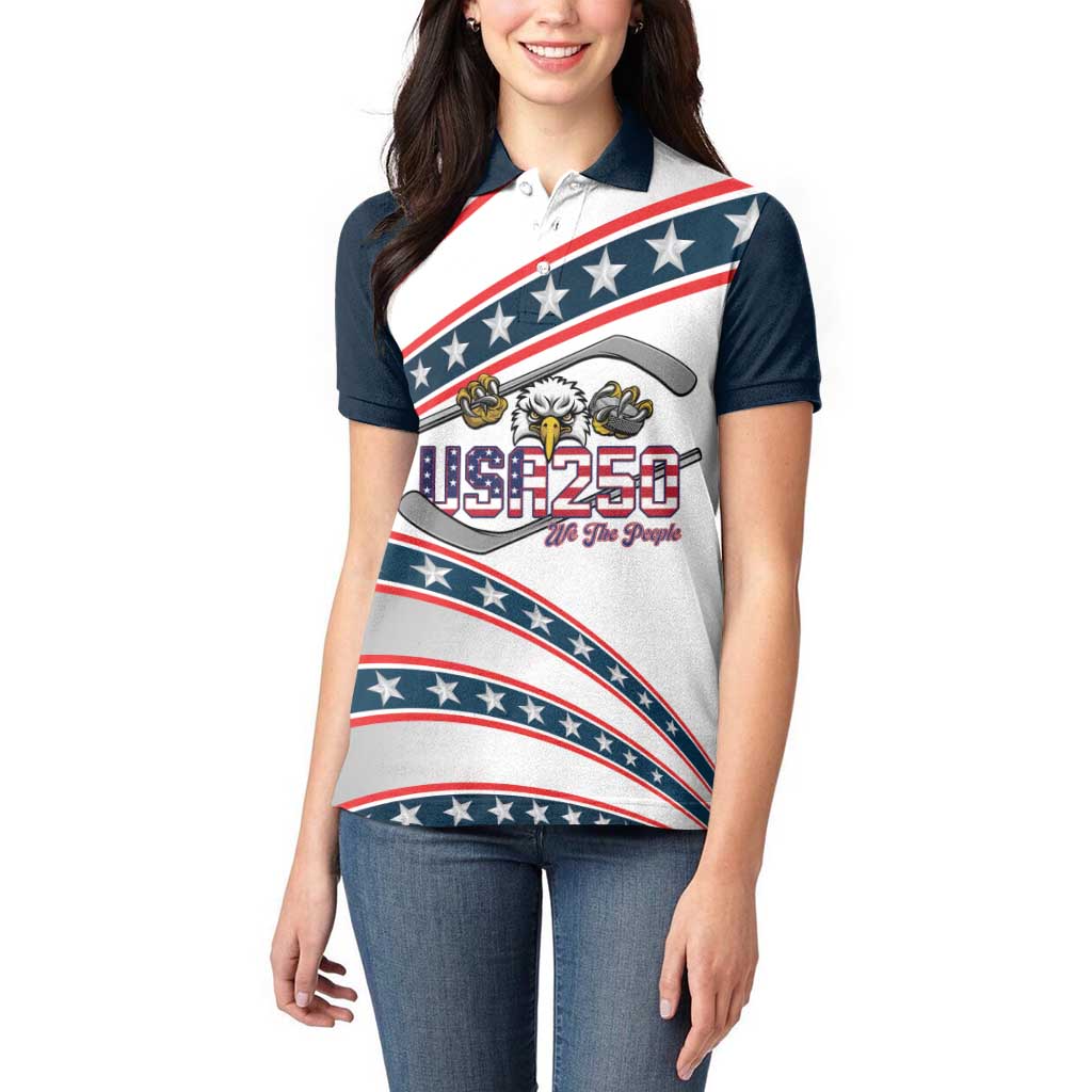 Custom Hockey United States 250th Anniversary Women Polo Shirt USA Semiquincentennial We The People