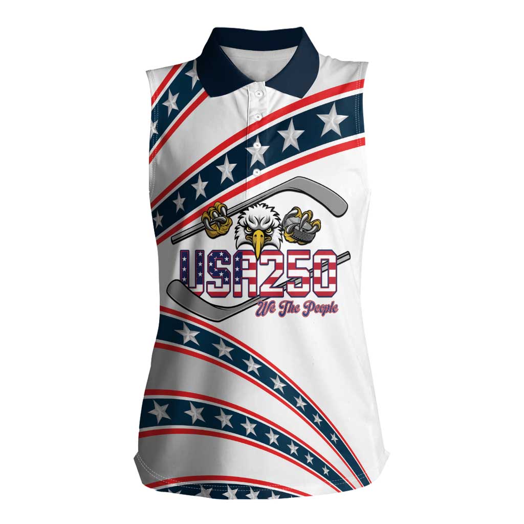 Custom Hockey United States 250th Anniversary Women Sleeveless Polo Shirt USA Semiquincentennial We The People
