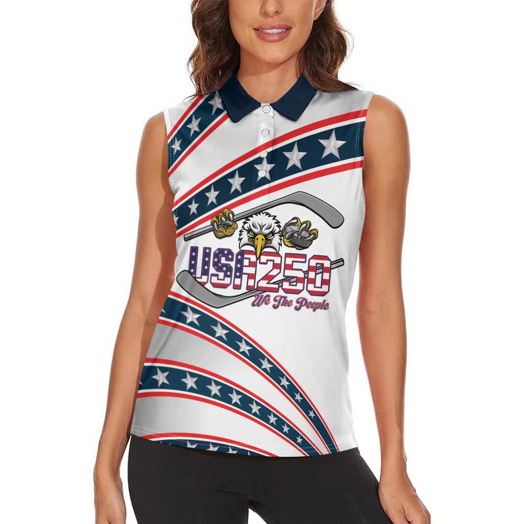Custom Hockey United States 250th Anniversary Women Sleeveless Polo Shirt USA Semiquincentennial We The People