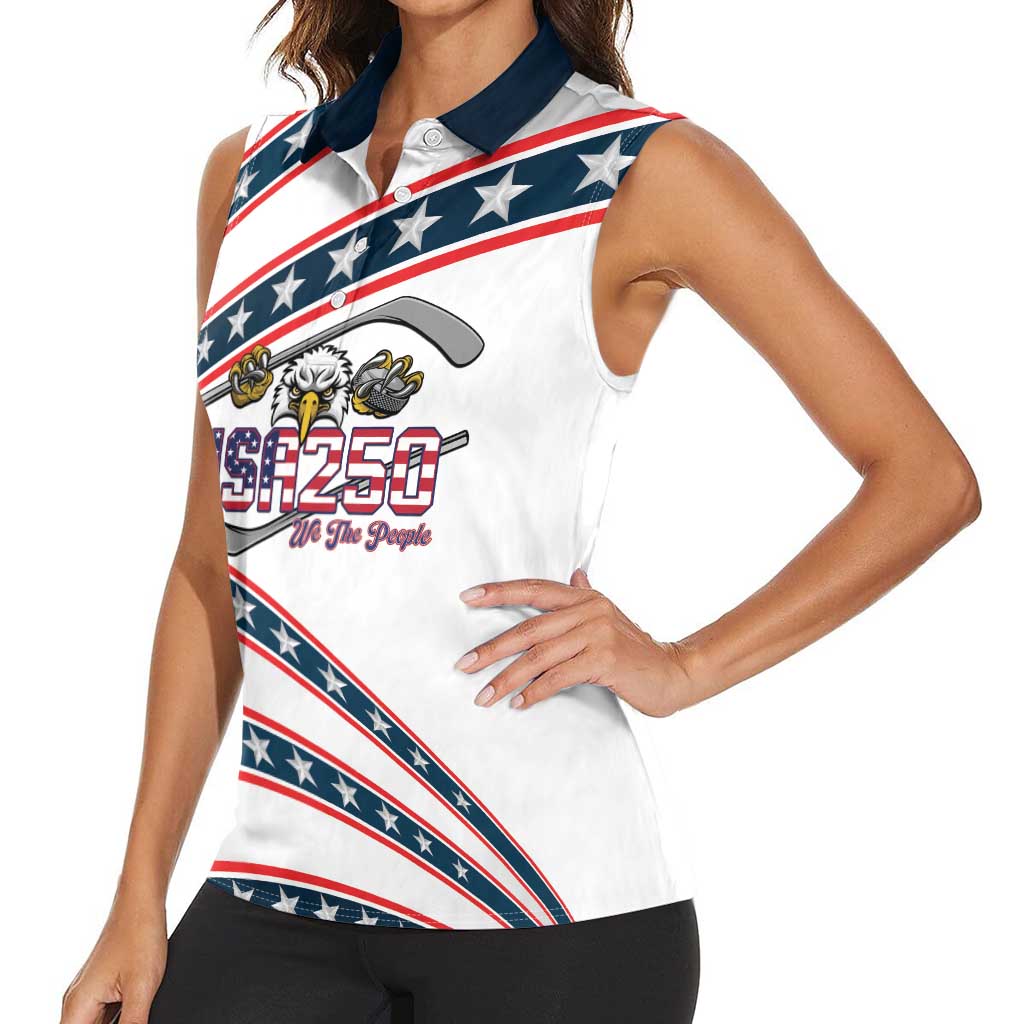 Custom Hockey United States 250th Anniversary Women Sleeveless Polo Shirt USA Semiquincentennial We The People