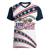 Custom Hockey United States 250th Anniversary Women V-Neck T-Shirt USA Semiquincentennial We The People