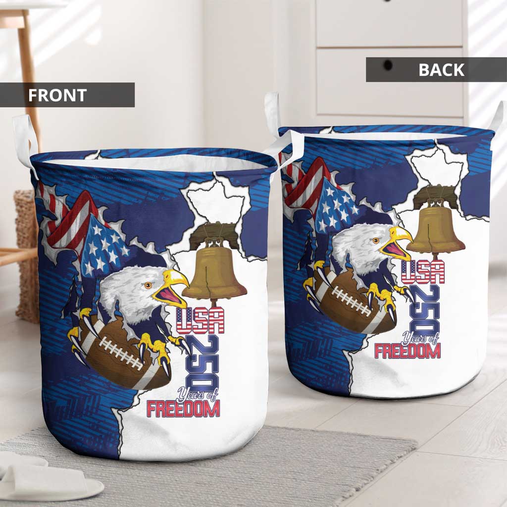 Football United States 250th Anniversary Laundry Basket USA Flag Eagle Liberty Bell