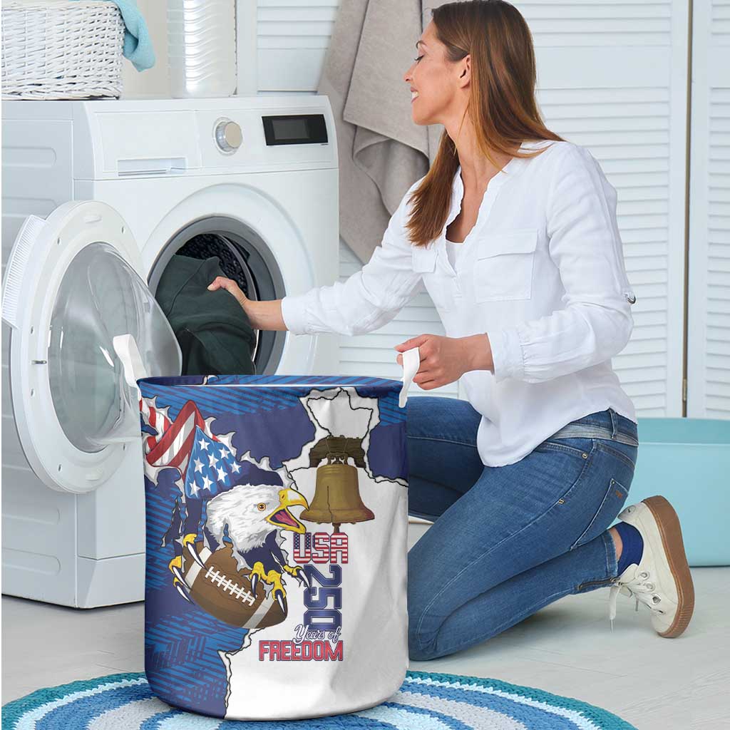Football United States 250th Anniversary Laundry Basket USA Flag Eagle Liberty Bell