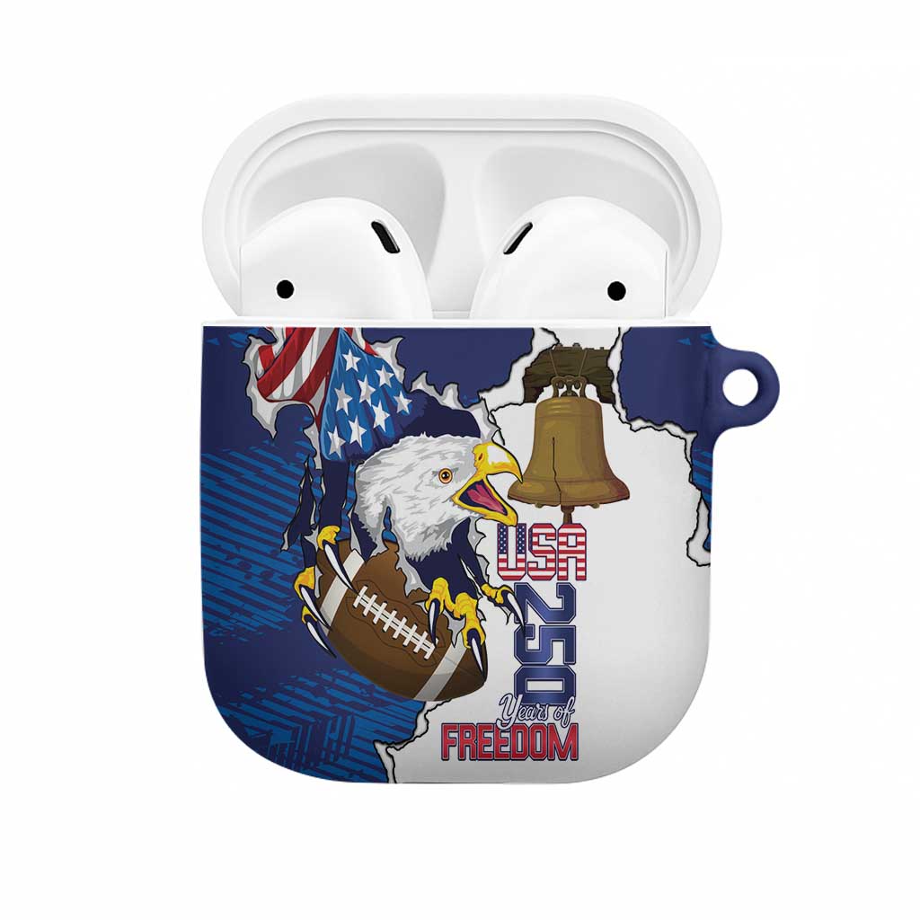 Football United States 250th Anniversary AirPods Case USA Flag Eagle Liberty Bell