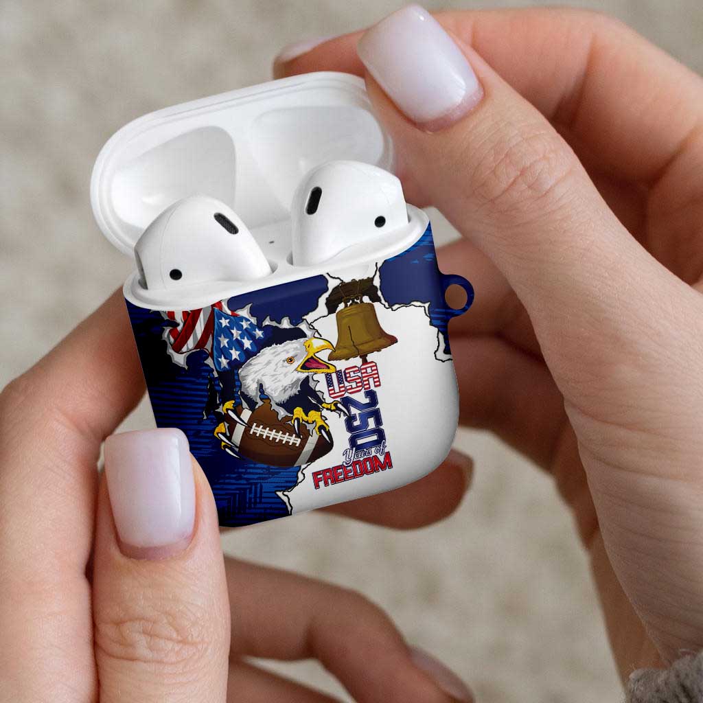 Football United States 250th Anniversary AirPods Case USA Flag Eagle Liberty Bell